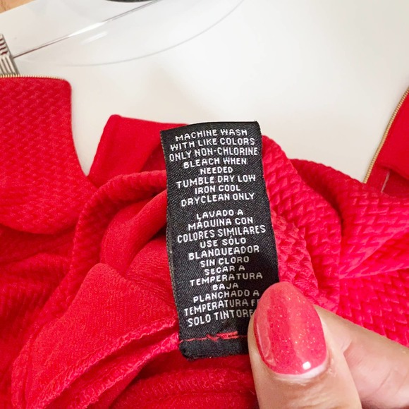 Sharagano Red Subtle Chevron Boat Neck Sleeveless Dress Women's Size 6 - Picture 7 of 8